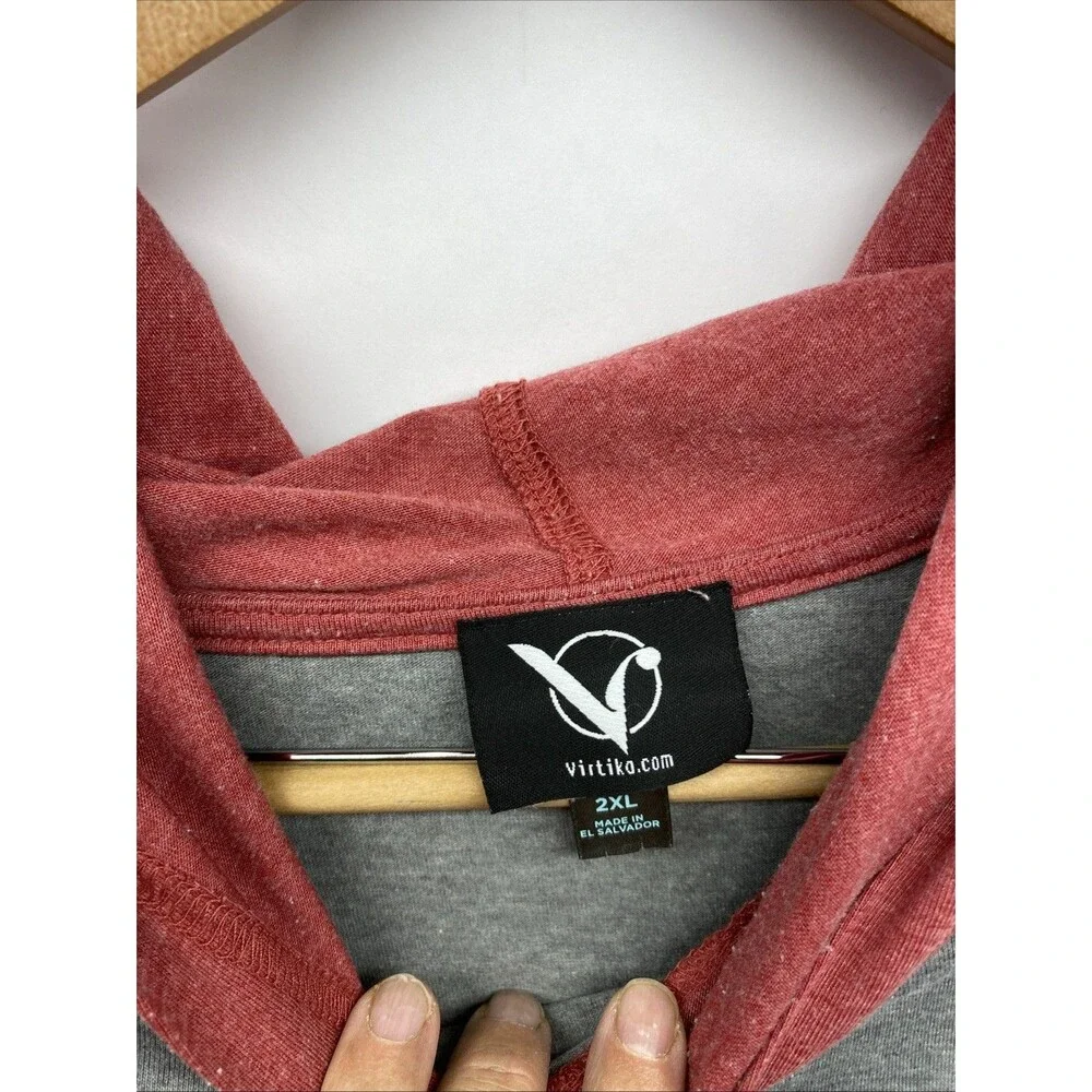 Virtika Tall Fit Raglan Hoodie | Grey & Red | 2XL Steez Streetwear